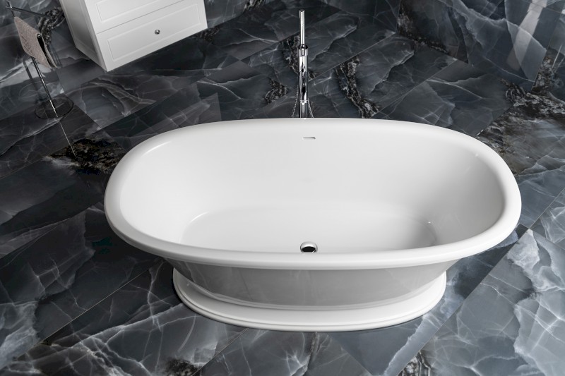 VELIA volně stojící vana litý mramor 167x83x62,5cm, bílá 92230