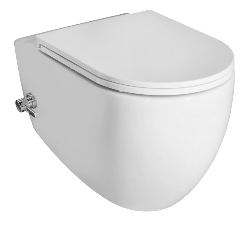 INFINITY CLEANWASH závěsná WC mísa, integrovaná baterie a bidet. sprška, Rimless, 36,5x53cm, bílá 10NFS1005I