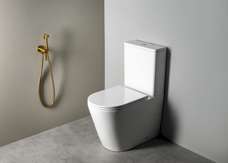 ICONIC podomítková bidetová baterie se Stop sprškou, kulatá, zlato mat AF040GB