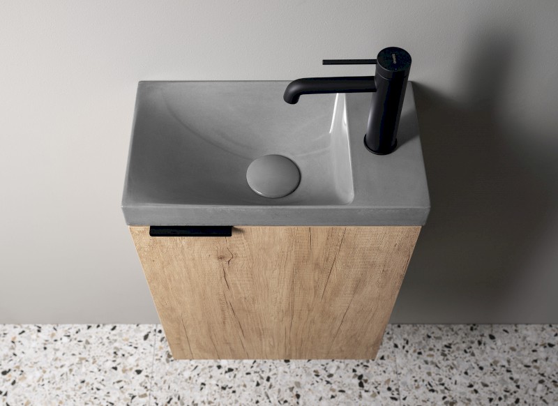 AGOS betonové umývátko 40x22cm, levé/pravé, šedá pololesk AS40017