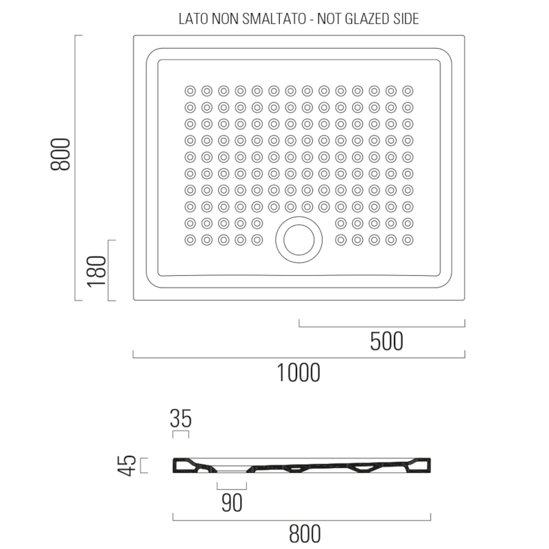 Keramická sprchová vanička, obdélník 100x80x4,5cm, bílá ExtraGlaze 438511