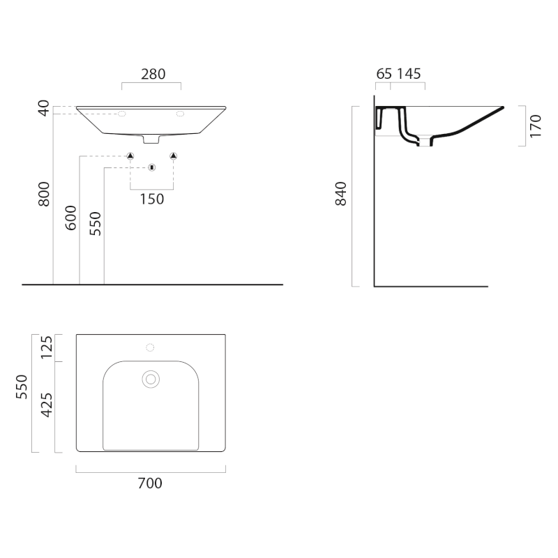 COMMUNITY keramické umyvadlo 70x55cm, bez přepadu, bílá ExtraGlaze 7632111
