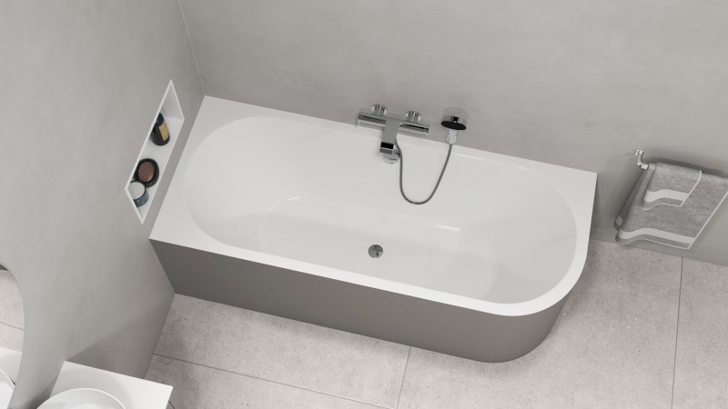 VIVA L MONOLITH asymetrická vana 180x75x60cm, bílá/agila 72099M.43