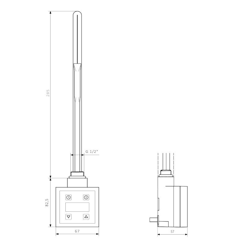 KTX topná tyč s termostatem, 200 W, černá mat KTX-B-200