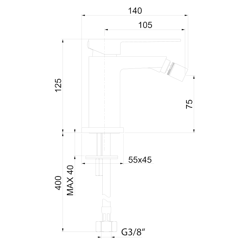SPECTRE stojánková bidetová baterie, černá mat 1102-73B