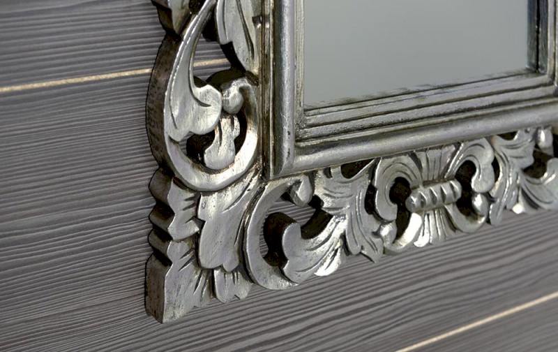 SAMBLUNG zrcadlo ve vyřezávaném rámu 60x80cm, stříbrná IN115