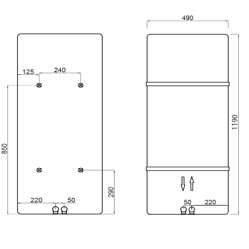TABELLA otopné těleso 490x1190 mm, černá mat MI1147