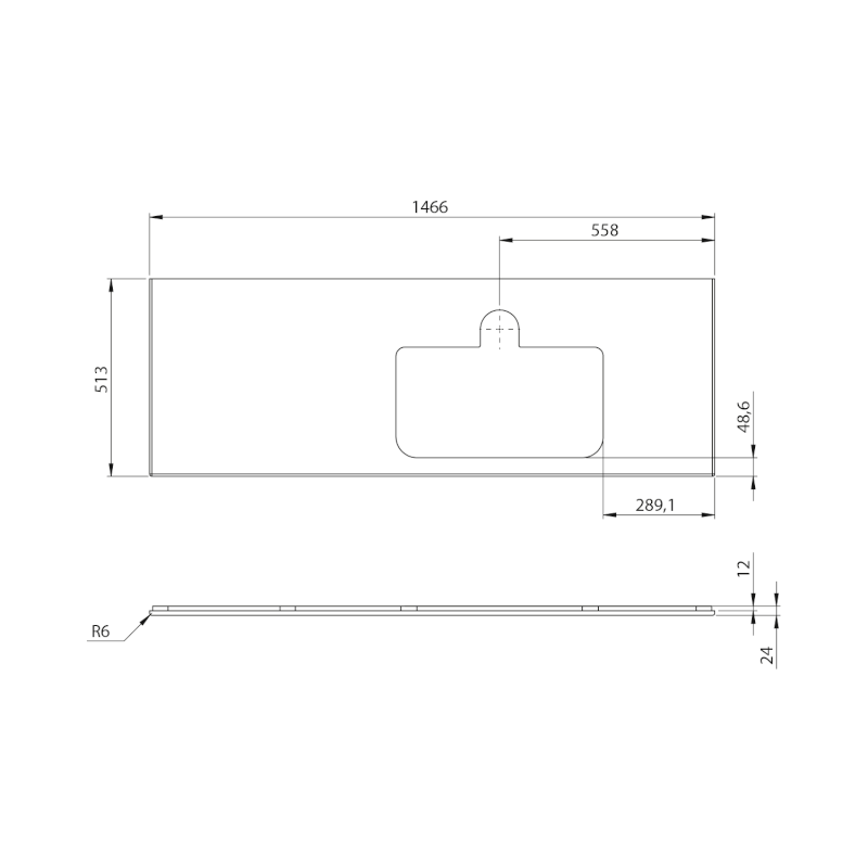 BRAHEA deska rockstone s otvorem 146,6x51,5cm, pravá, bílá mat BT147-0101-R