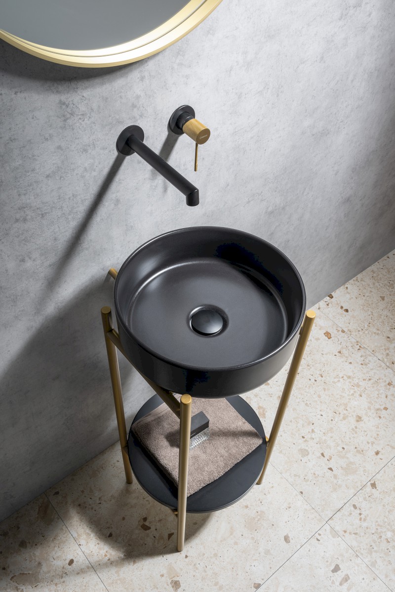 INFINITY ROUND keramické umyvadlo na desku, průměr 36cm, černá mat 10NF65036-2N