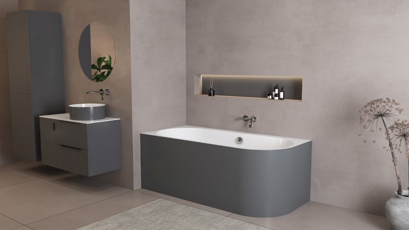 ASTRA L MONOLITH asymetrická vana 160x75x60cm, bílá/carina 33611M.41