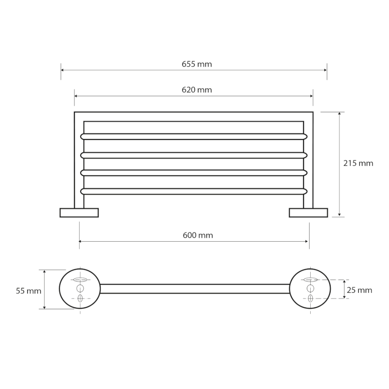 X-ROUND polička na ručníky 600mm, chrom XR413