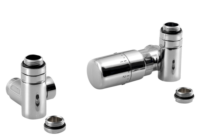 CORNER COMBI připojovací sada ventilů termostatická triaxiální, pravé provedení, chrom CP3022S