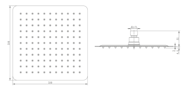 SLIM hlavová sprcha, 250x250mm, nerez lesk MS564