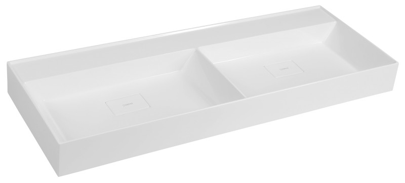 GODIVA dvojumyvadlo, litý mramor, 119x44cm, bez otvoru, bílá GU119-0