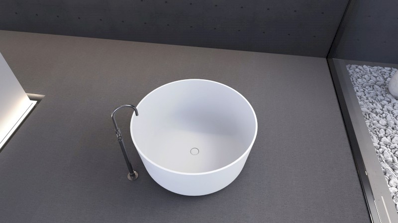 ESTATIS volně stojící vana litý mramor ø110x51cm, bílá mat 93868