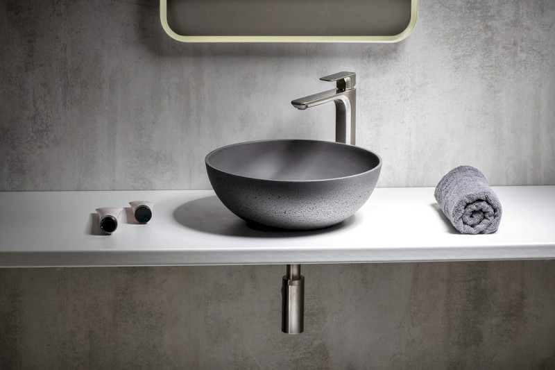 FORMIGO betonové umyvadlo na desku, Ø 39cm, antracit mat FG316