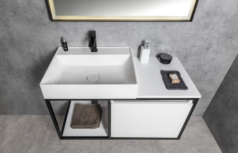 SKARA umyvadlová skříňka 100x49,5x46,5cm, černá mat/bílá mat CG004-3131