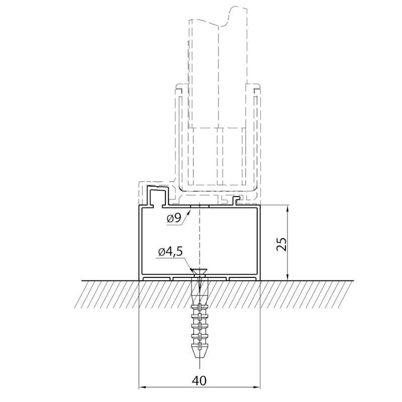 DEEP rozšiřovací profil 25mm, výška 1650mm MD625