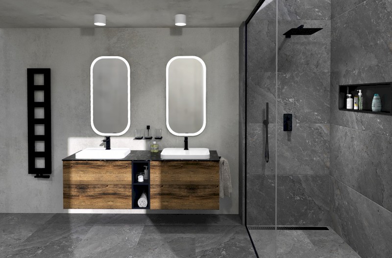 TREOS umyvadlová skříňka 75x53x50,5cm, černá mat TS070-3535