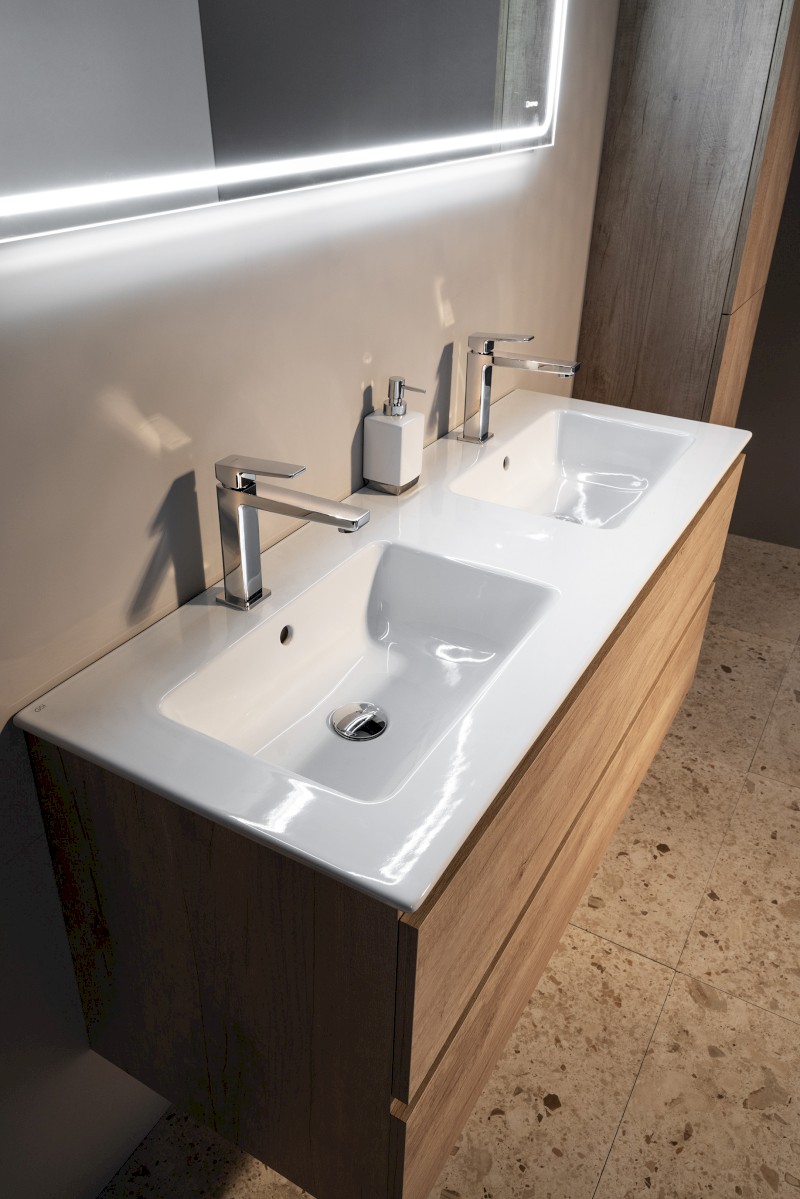 EZARA dvojumyvadlová skříňka 120x55x46cm, bílá lesk EZ121-3030