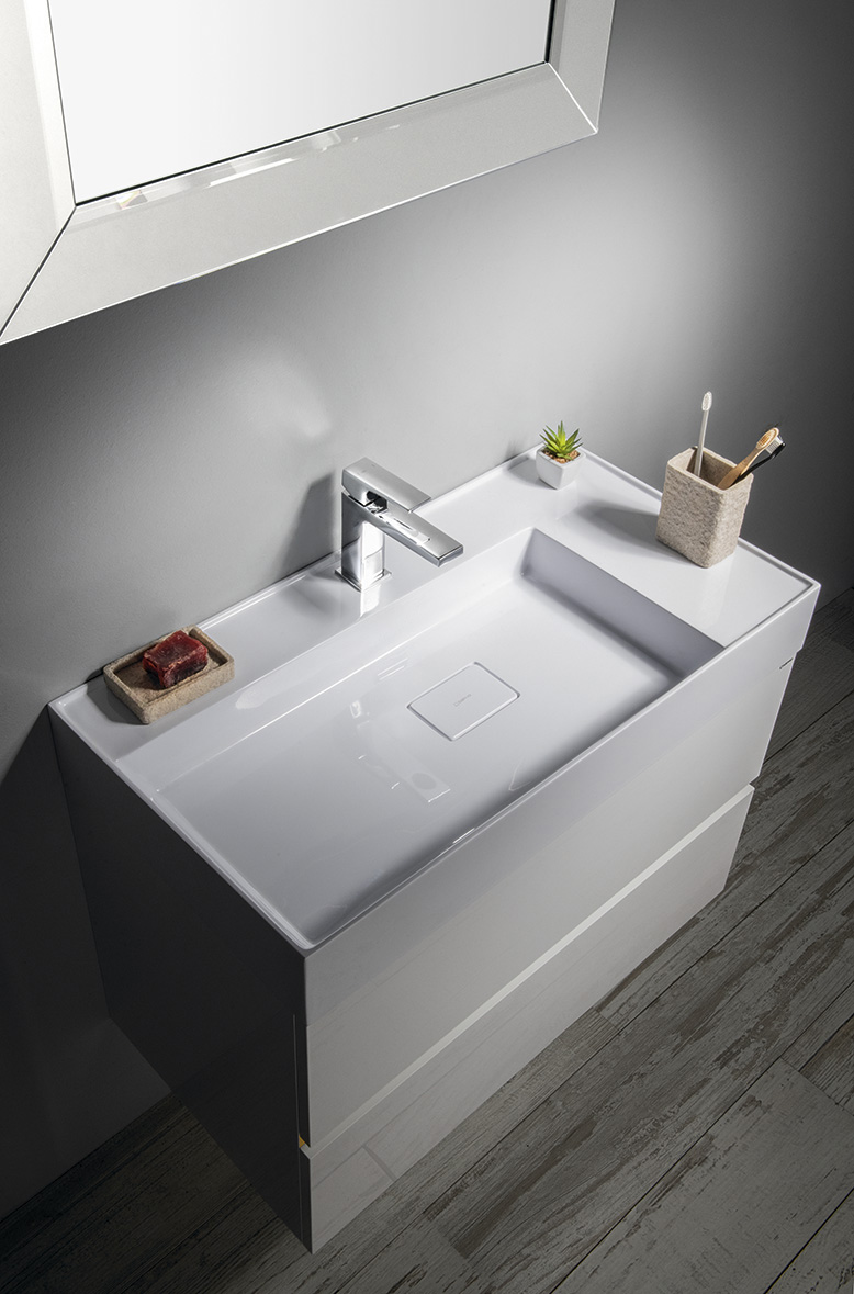 GODIVA umyvadlo, litý mramor, 83x44cm, bílá GU083L