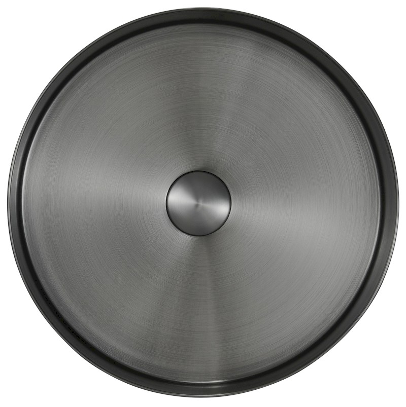 AURUM nerezové umyvadlo na desku, průměr 38cm, včetně výpusti, gun metal AU101