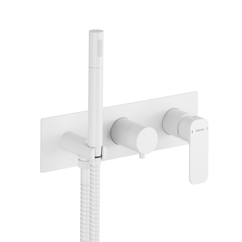 SPY podomítková sprchová/vanová baterie s ruční sprchou, 2 výstupy, bílá mat PY52/14