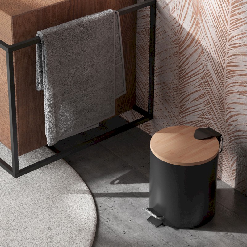 KENTA odpadkový koš 3l, Soft Close, černá mat/bambus 1309