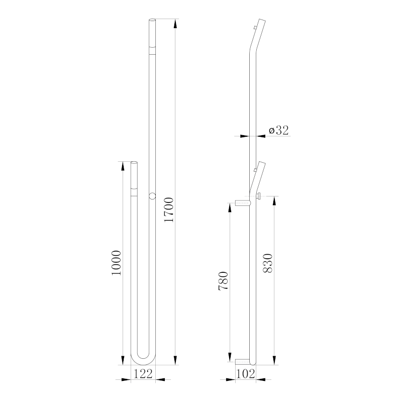 DUOPASSO elektrický sušák ručníků s časovačem, 122x1700mm, 45 W, černá mat ER330