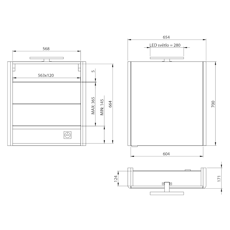 LUCIE galerka s LED osvětlením, 65x70x17cm, bílá LU065-0030