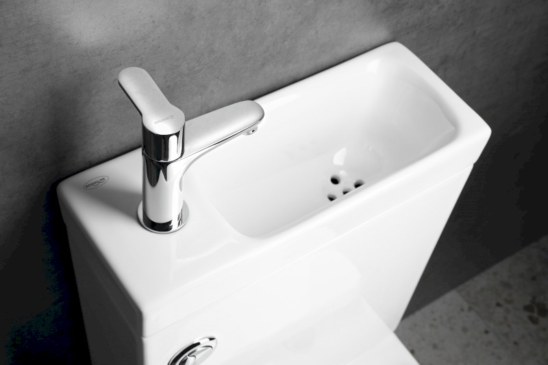 JALTA HYGIE WC kombi s umývátkem, Rimless, spodní/zadní odpad, bílá PB103H