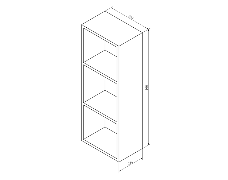 ESPACE otevřená policová skříňka 35x94x22cm, dub stříbrný ESC170-1111