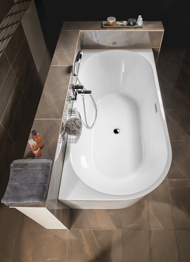 TIBERA R rohová stojící vana, 170x80cm, bílá E1015