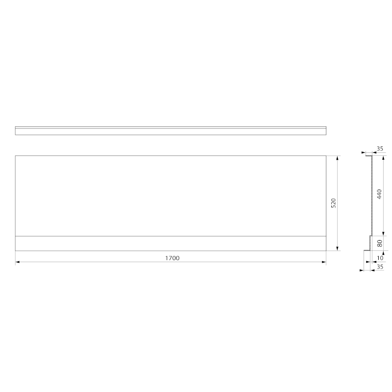 COUVERT NIKA panel čelní 170x52cm, černá mat 72848.21