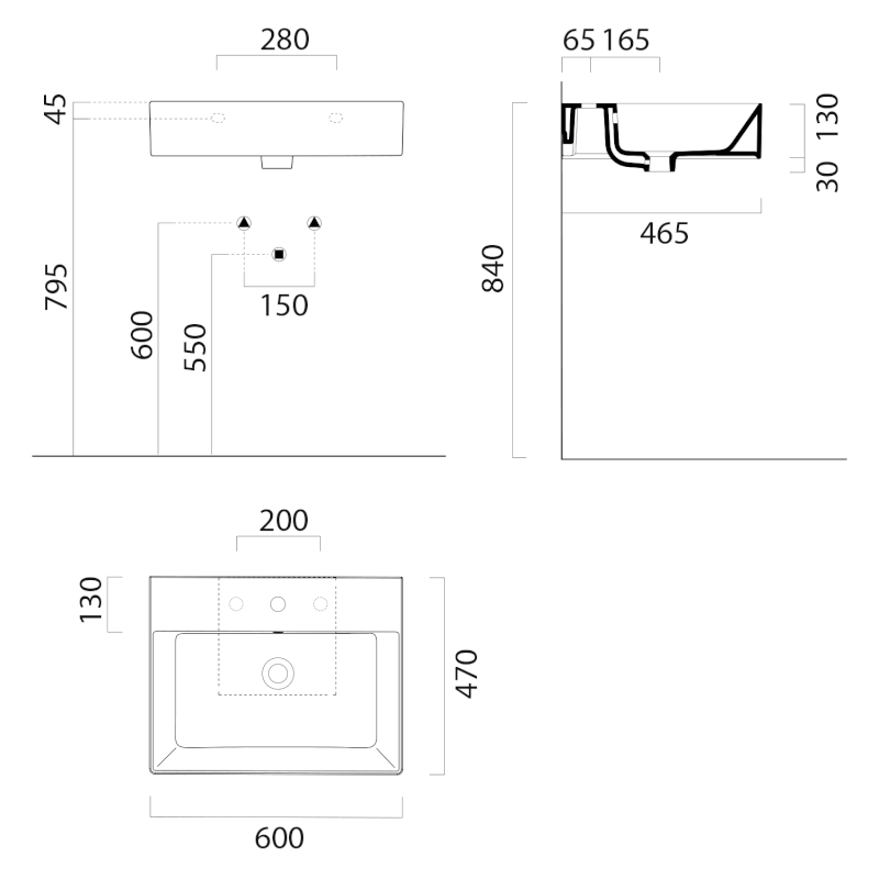 KUBE X keramické umyvadlo 60x47cm, černá mat 9431126
