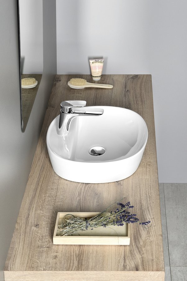 LUGANO keramické umyvadlo na desku, Ø 40 cm, bílá AR491