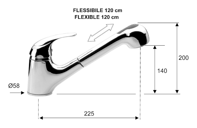 SALY stojánková dřezová baterie s výsuvnou sprškou, chrom SA070