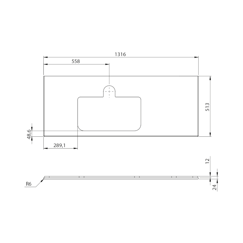 BRAHEA deska rockstone s otvorem 131,6x51,5cm, levá, bílá mat BT132-0101-L