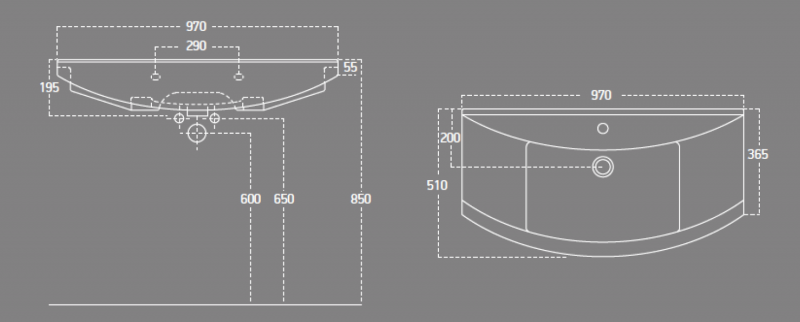 ZERO 97 keramické umyvadlo nábytkové 97x51cm, bílá 6095
