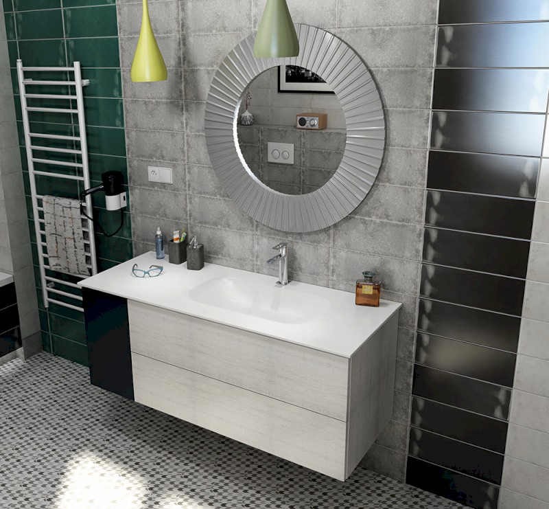 TREOS umyvadlo 131,6x51,3 cm (20+110), rockstone, pravé, bílá mat TS132-0101-R