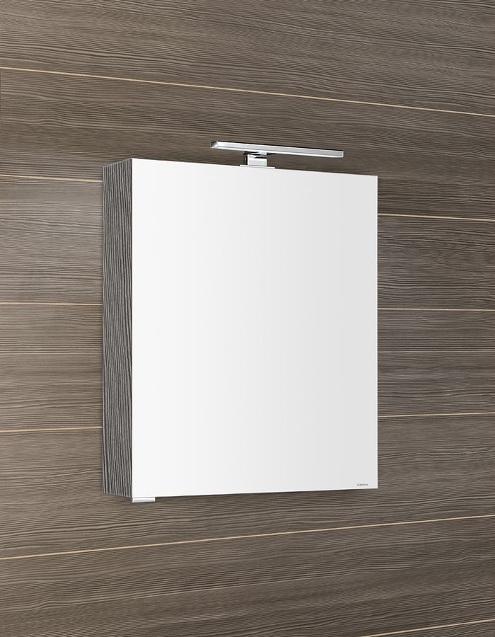 MIRRÓ galerka s LED osvětlením, 60x70x16cm, levá/pravá, dub stříbrný MC060-0011