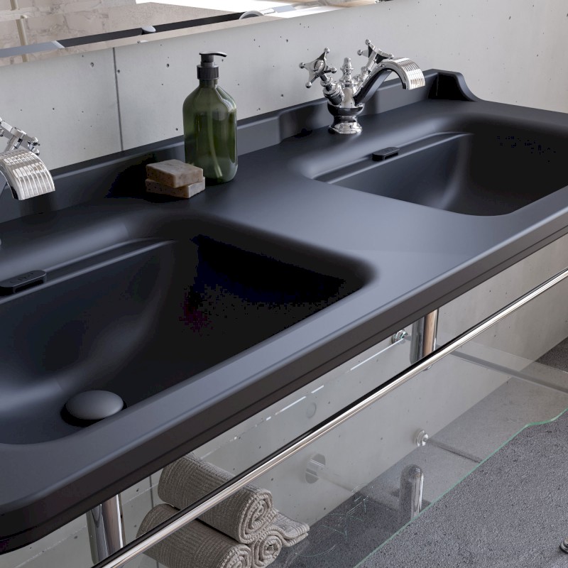 WALDORF keramické dvojumyvadlo 150x55cm, černá mat 4143K7