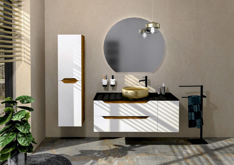 WAVE skříňka vysoká 40x140x20cm, levá/pravá, bílá/dub stříbrný WA250-3011