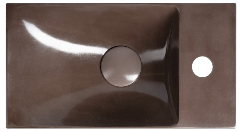 AGOS betonové umývátko 40x22cm, levé/pravé, tmavě hnědá pololesk AS40015