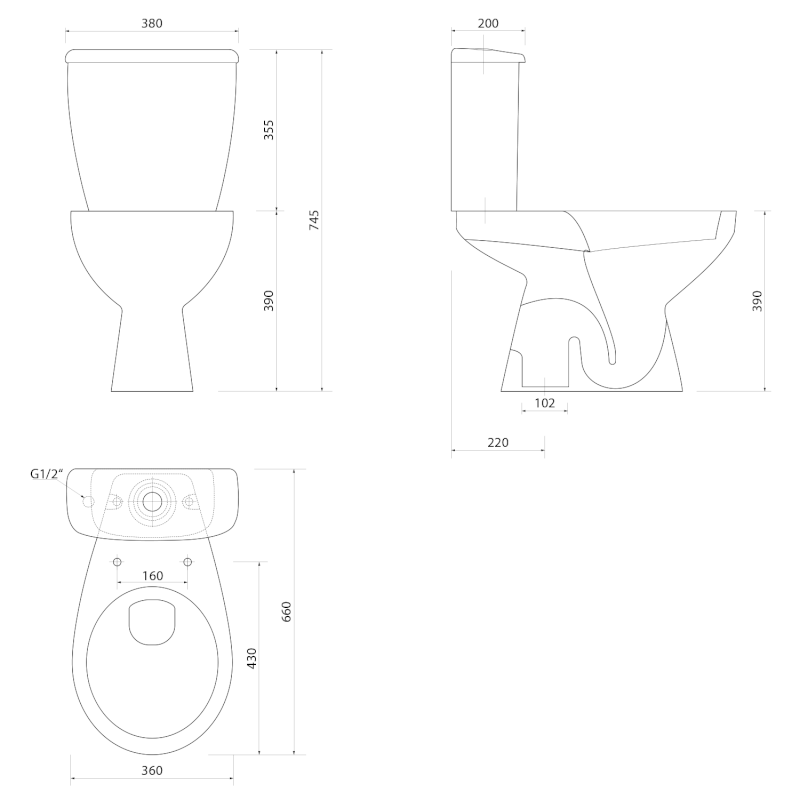 MANUEL WC kombi, dvojtlačítko 3/6l, spodní odpad, bílá PS8814