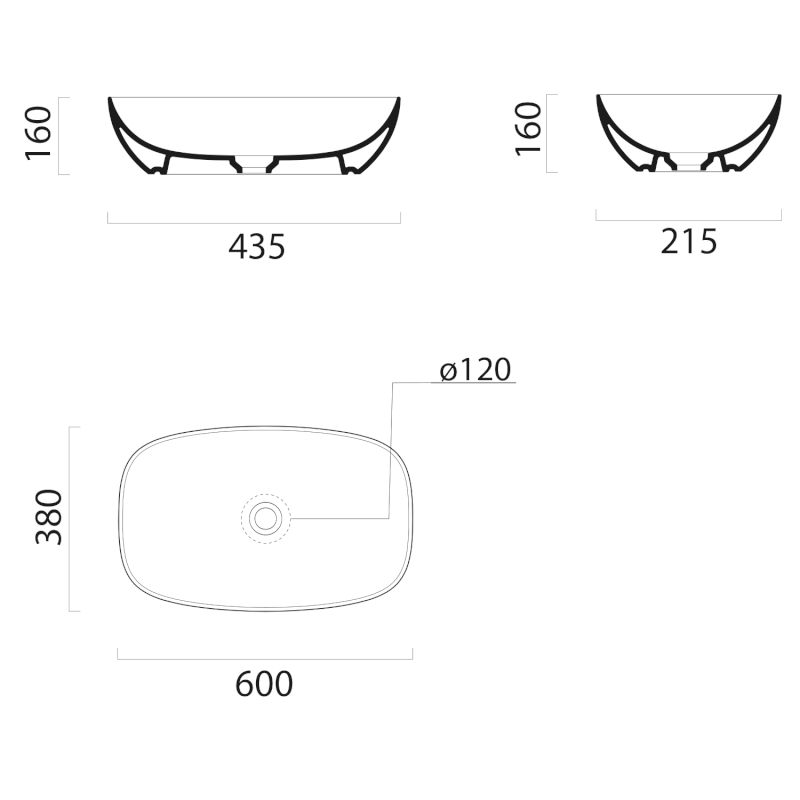 NUBES keramické umyvadlo na desku 60x38cm, blush mat 978324