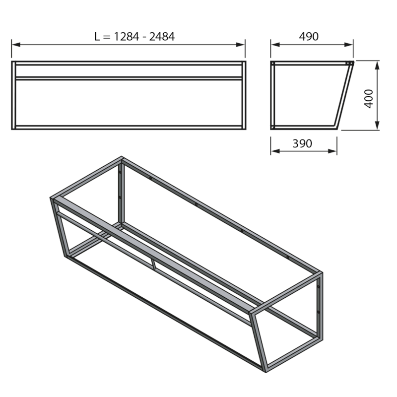 ARUBA konzole s policí 138,4x40x49 cm, černá mat ARK140