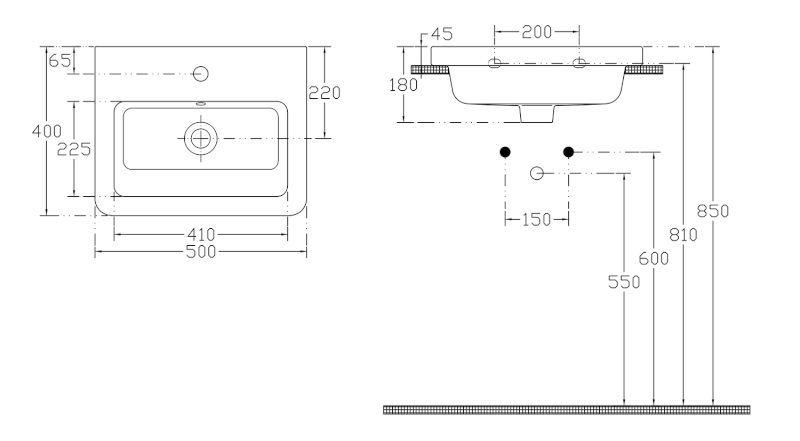 CITY keramické umyvadlo hranaté 50x40cm, bílá         KE050
