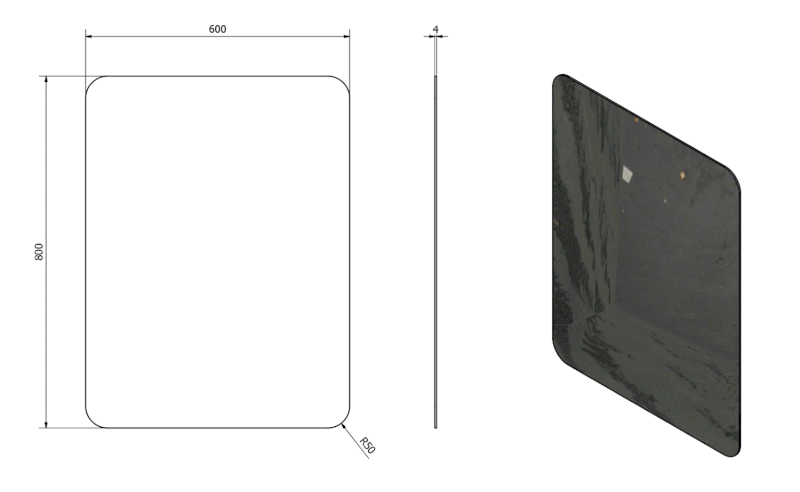 ISHAPE zrcadlo s broušenou hranou 60x80cm, zakulacené rohy, CU free AG468