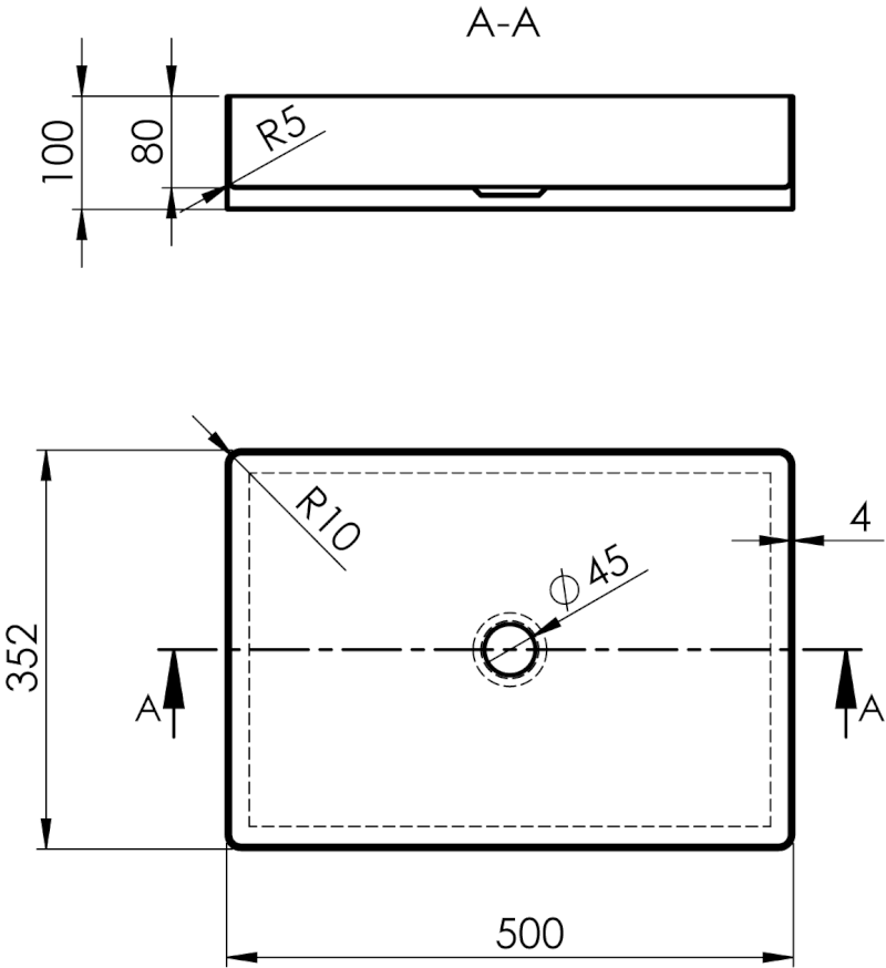 AURUM nerezové umyvadlo na desku, 50x35,2cm, včetně výpusti, nerez mat AU403